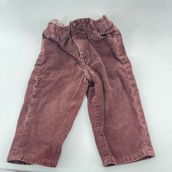 Oshkosh B’Gosh brown cords corduroy pants half elastic waist button and zipper 1 - Picture 2 of 8